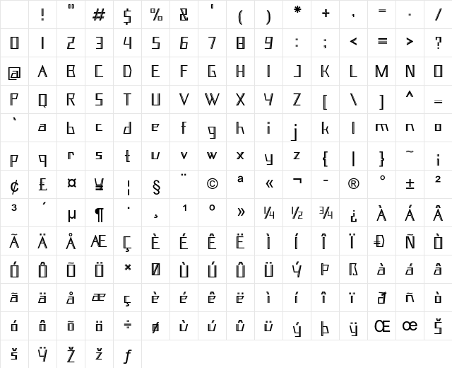 Nadoor Regular Character Map Nadoor Regular Character Map