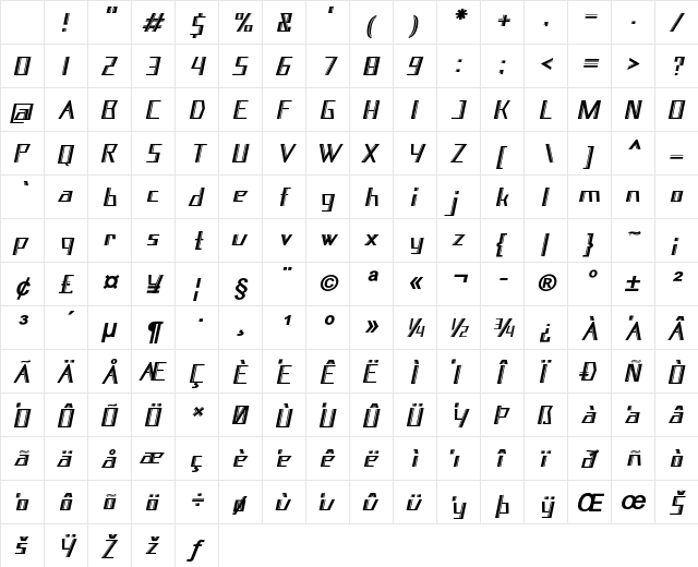 Nadoor Bold Italic Character Map Nadoor Bold Italic Character Map