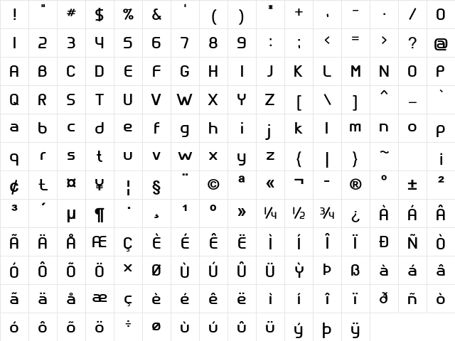 Nanton Bold Character Map Nanton Bold Character Map