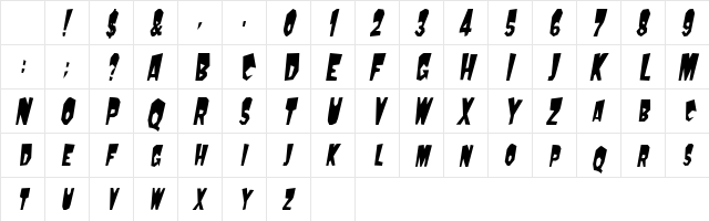 MondoCondensed Oblique Character Map