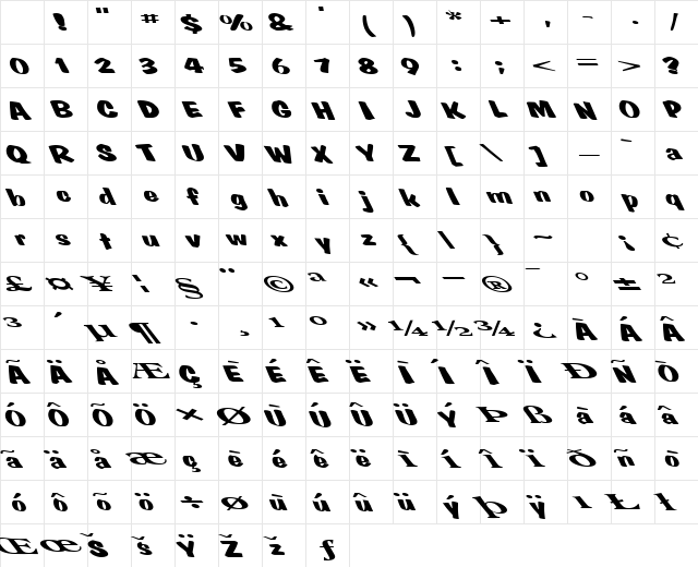 NaturalBorn Regular Character Map