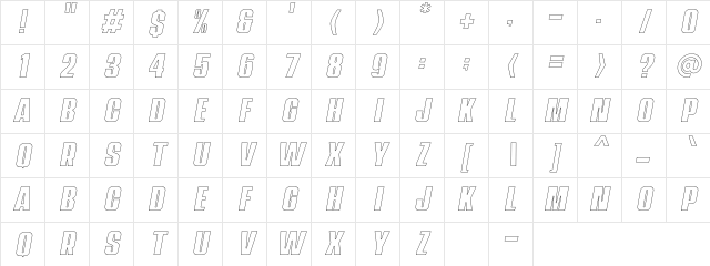 Navada Outline Italic Demo Outline Italic Character Map
