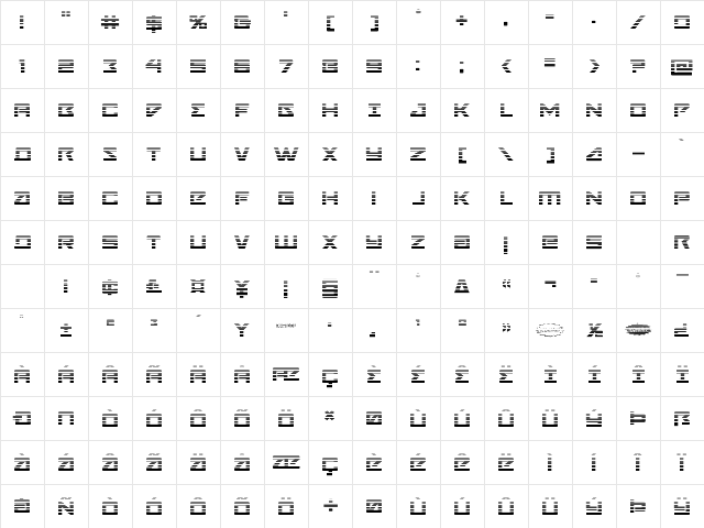 Navy Cadet Gradient Regular Character Map