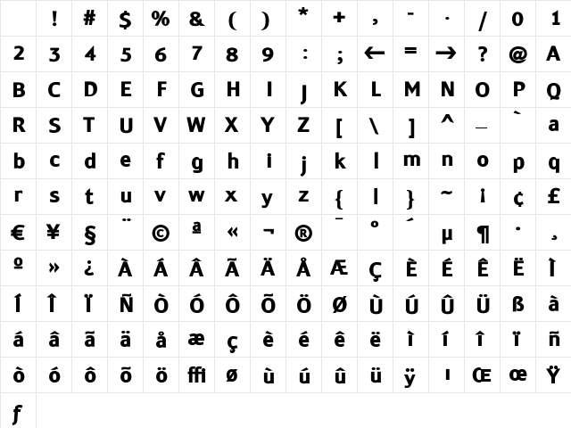 Monem ExtraBold Regular Character Map