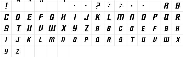 NebulaExtended Italic Character Map