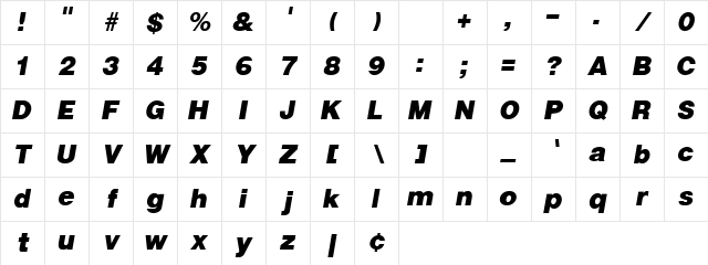 Necessity Oblique Character Map Necessity Oblique Character Map