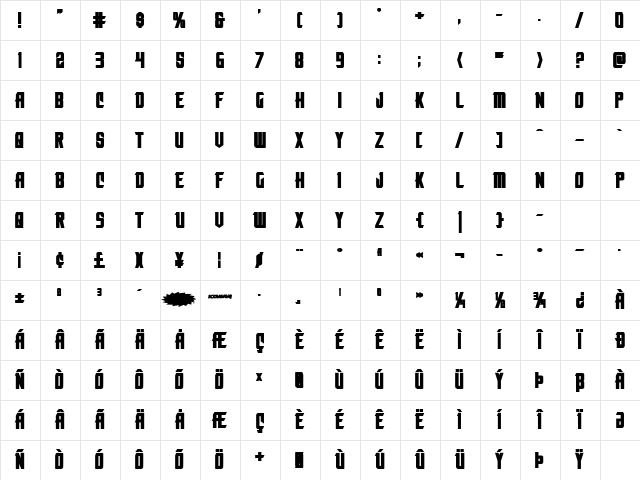 Nemesis Enforcer Bold Expanded Bold Character Map