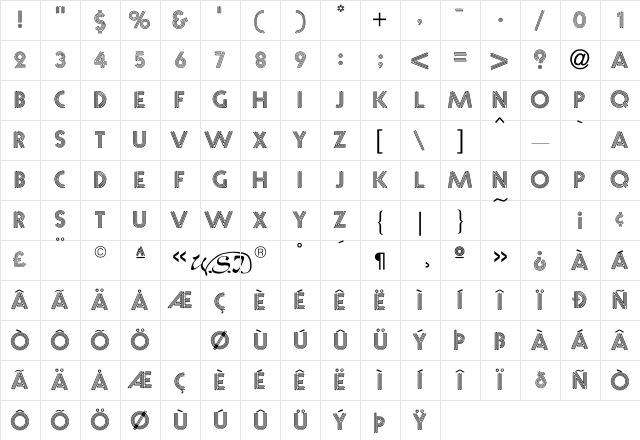 Neon Caps Regular Character Map