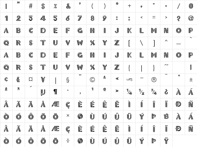 Neon Thick Regular Character Map Neon Thick Regular Character Map