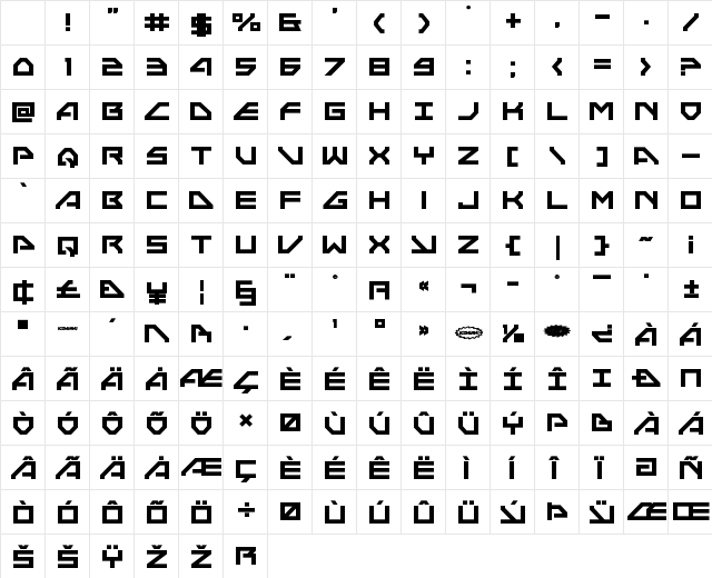 Neo-Navy Bold Character Map