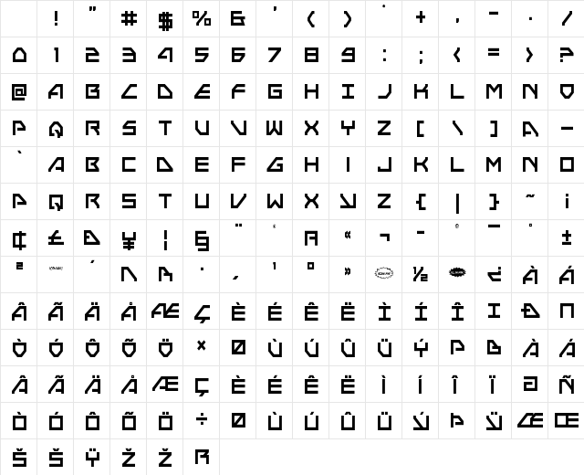 Neo-Navy Condensed Condensed Character Map