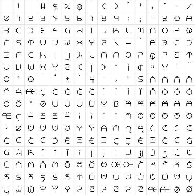 NEON CLUB MUSIC Medium Character Map NEON CLUB MUSIC Medium Character Map