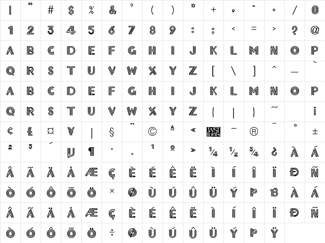 NeonThick Regular Character Map