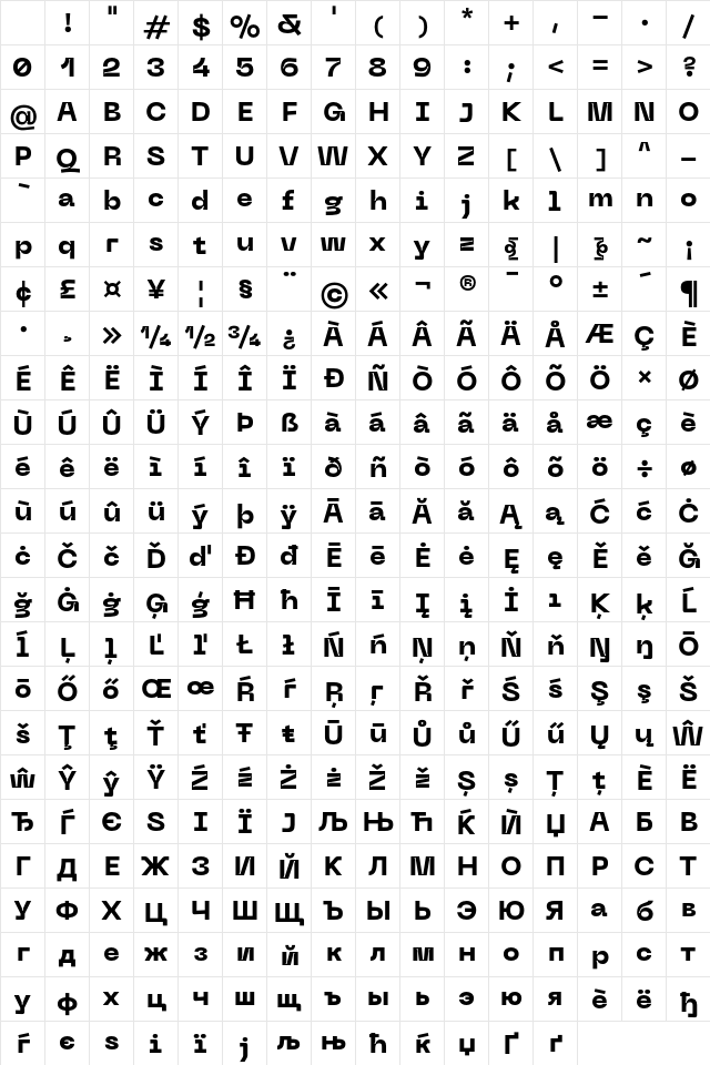 Neue Machina Ultrabold Character Map Neue Machina Ultrabold Character Map
