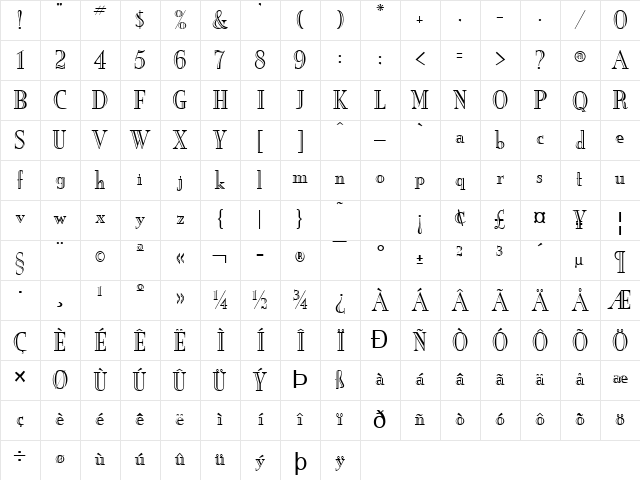 New England-Engraved Normal Character Map