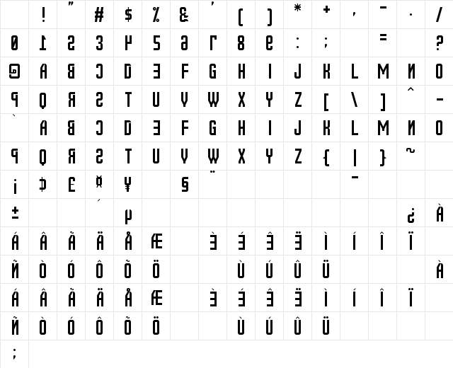 New Russia 2108 St Regular Character Map New Russia 2108 St Regular Character Map