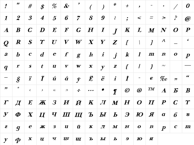 NewBaskerville Bold Italic Character Map NewBaskerville Bold Italic Character Map