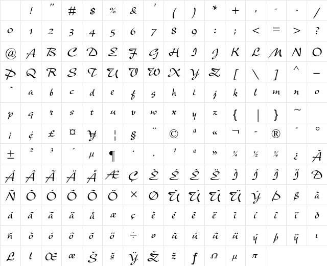New Berolina MT Std Regular Character Map New Berolina MT Std Regular Character Map
