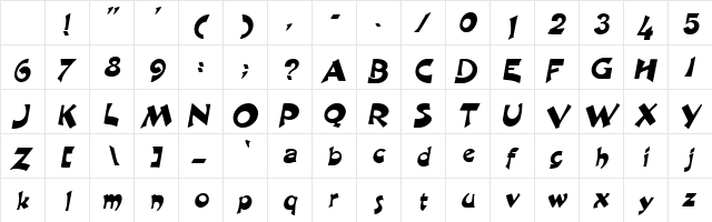 Newel Oblique Character Map Newel Oblique Character Map