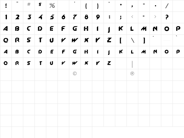 NewGarrett Regular Character Map NewGarrett Regular Character Map