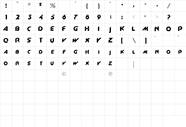 NewGarrett Regular Character Map