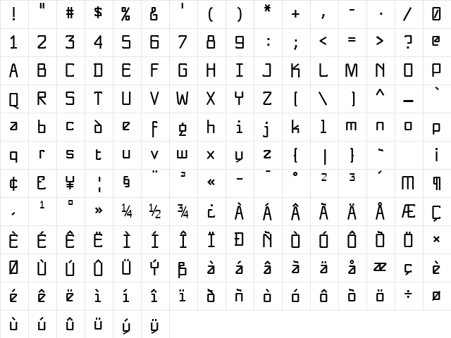 NewNerdish Bold Character Map NewNerdish Bold Character Map
