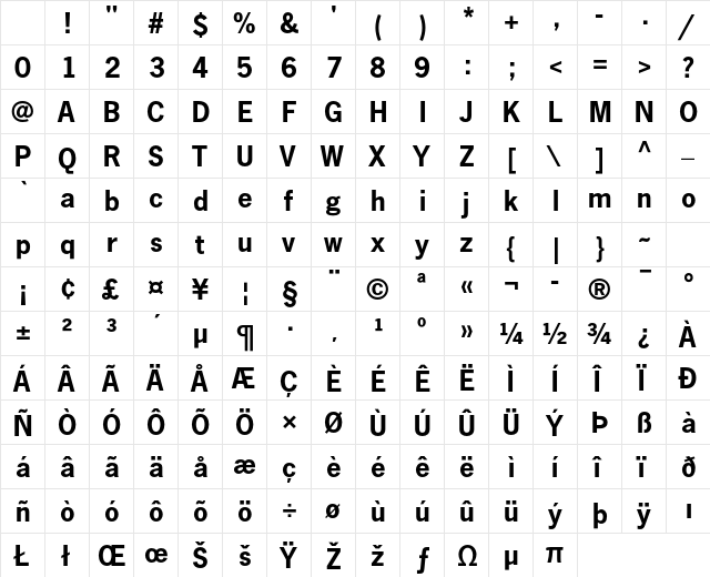 News Gothic Std Bold Character Map News Gothic Std Bold Character Map