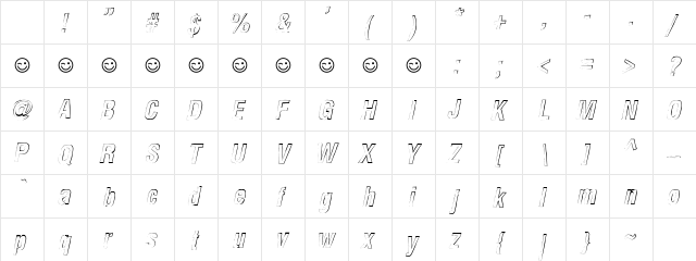 Newside FP Outline Alternate Italic Character Map Newside FP Outline Alternate Italic Character Map