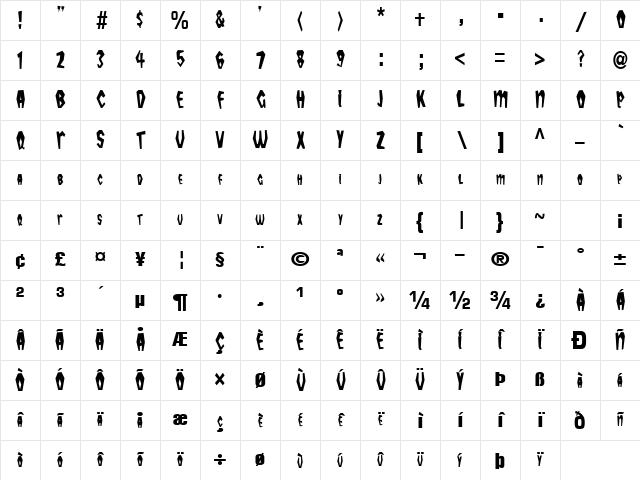 NewsMessenger120 Regular Character Map