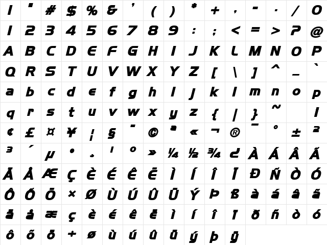 Newtown Bold Italic Character Map Newtown Bold Italic Character Map