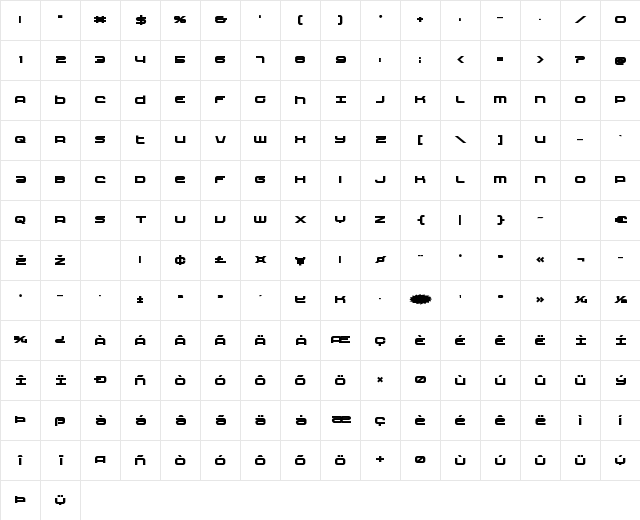 Nextwave Bold Bold Character Map
