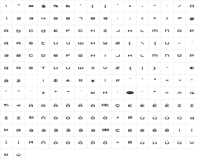 Nextwave Expanded Expanded Character Map