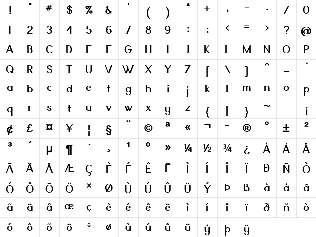 Nickel Bold Character Map Nickel Bold Character Map