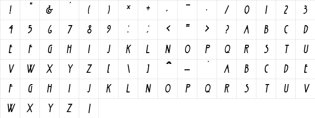 Niihau Oblique Character Map Niihau Oblique Character Map