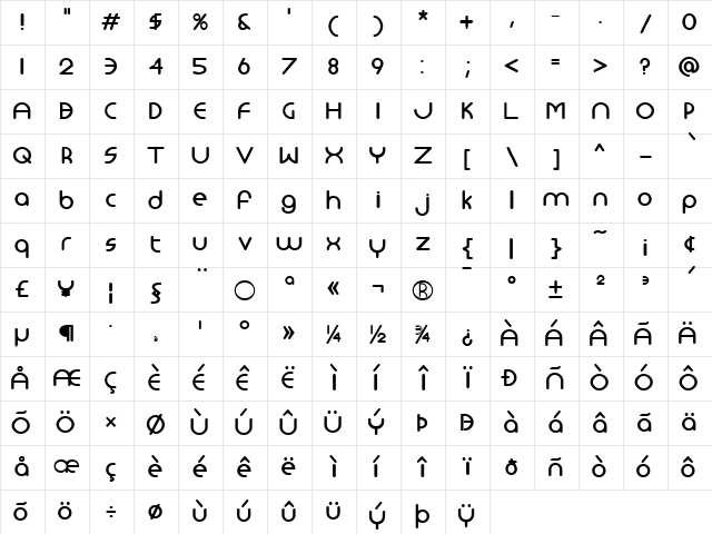 Monoglyceride DemiBold Character Map