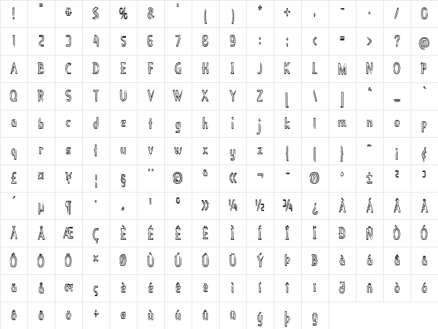 Nimple Condensed Regular Character Map
