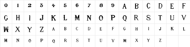 NineEight Regular Character Map