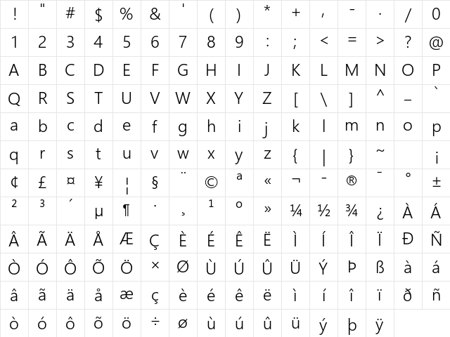 Nirmala UI Semilight Regular Character Map Nirmala UI Semilight Regular Character Map