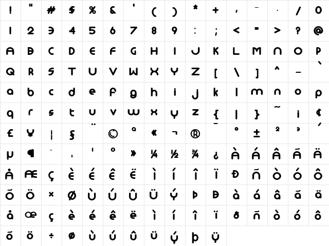 Monoglyceride ExtraBold Character Map