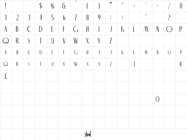 NiteClub Regular Character Map
