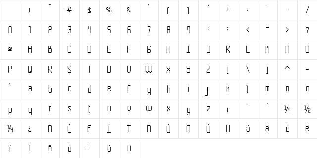 No Corners Regular Character Map