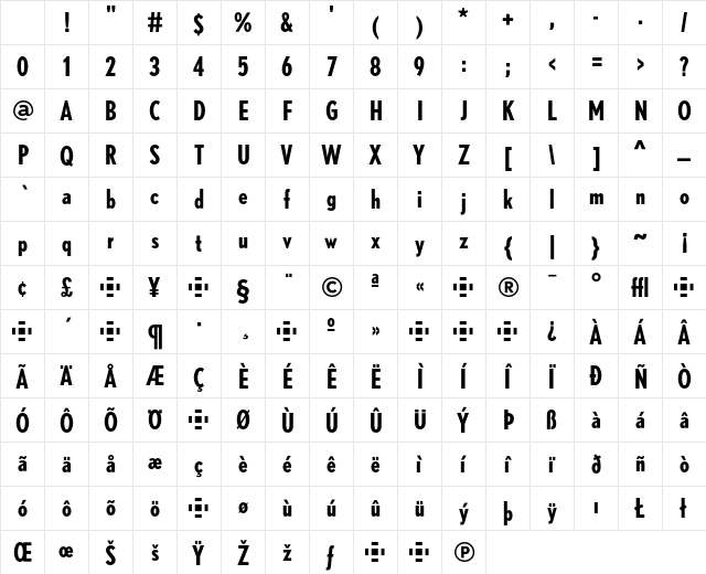 Nobel BoldCondensed Character Map Nobel BoldCondensed Character Map