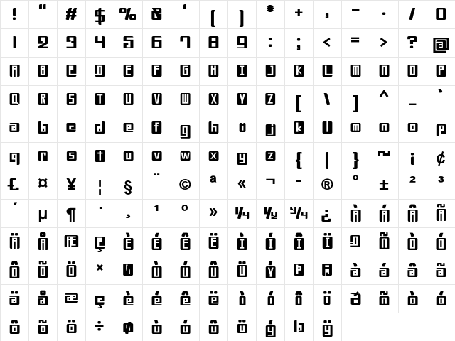 Noggle Bold Character Map