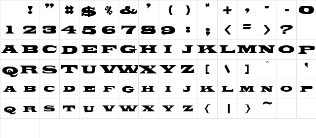 Nomen Bold Character Map