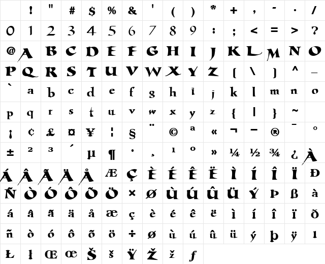 NormalBrush24 Bold Character Map NormalBrush24 Bold Character Map