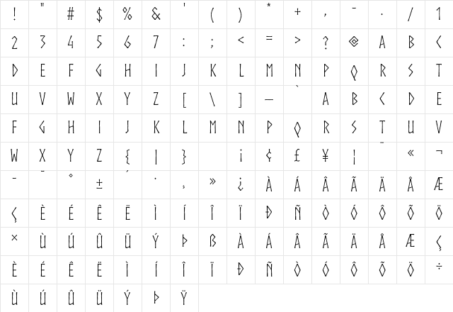Norse Regular Character Map