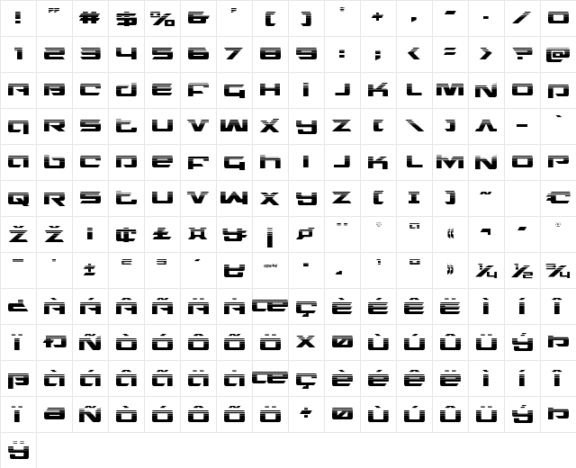 Northstar Halftone Regular Character Map