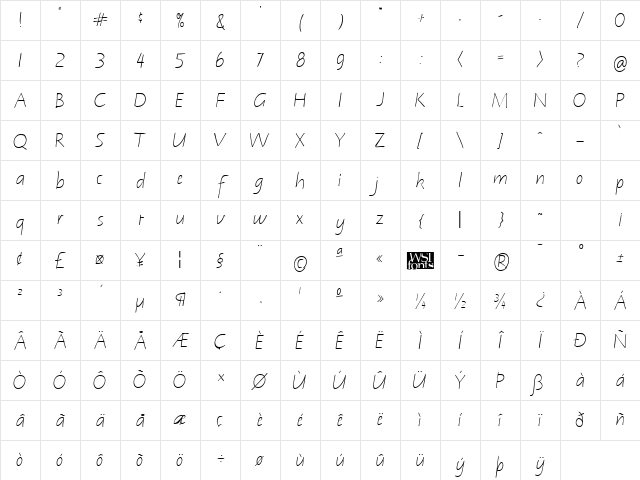 Notehand Regular Character Map Notehand Regular Character Map