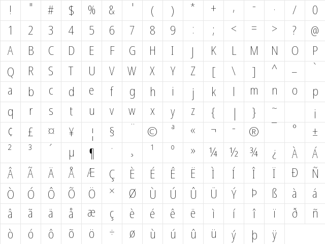 Noto Sans Cond Thin Regular Character Map Noto Sans Cond Thin Regular Character Map