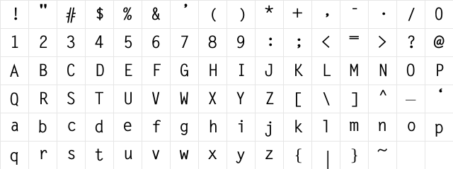 MonospacedBold Regular Character Map